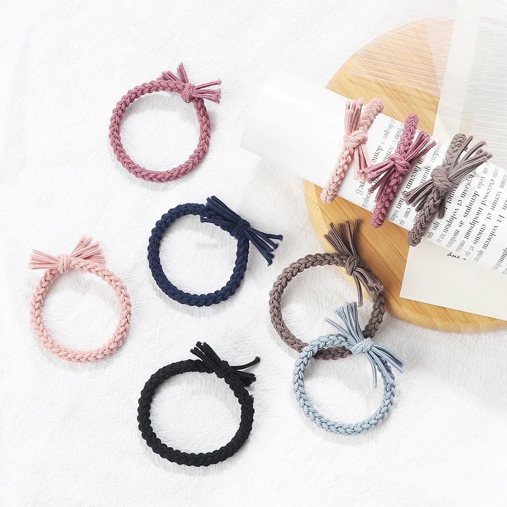 6pcs/set Solid Color Twist Rubber Band Basic Simple Elastic Headband For Thick Hair Girl Women Hair Accessories Scrunchie Holder