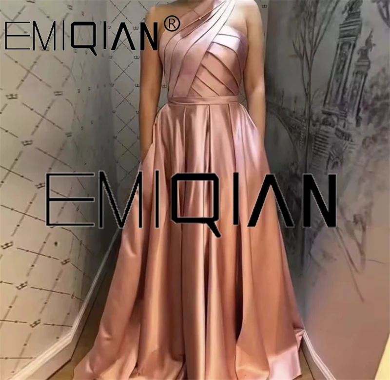 

Vintage Formal Gown Vestido De Festa Prom Dress коктейльные платья Long One Shoulder Evening Dress with Pockets