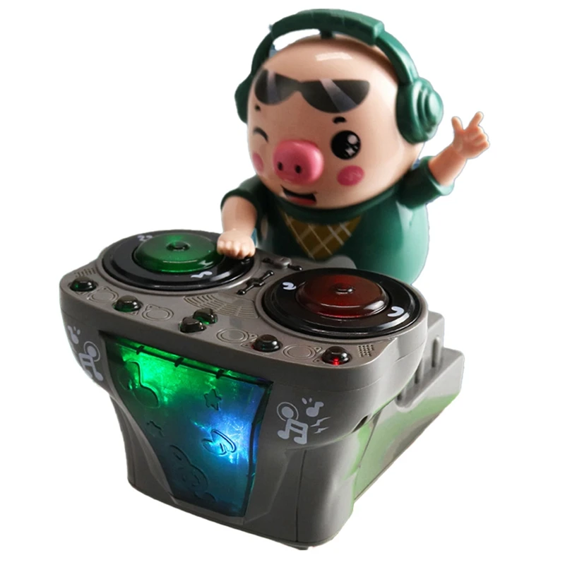 DJ Rock Pig Kinderspielzeug DJ Rock Pig Elektrisches Puppenspielzeug Leichte Musik Spaß Elektronische Partypuppe Schwein Waddles Tänze Musikspielzeug