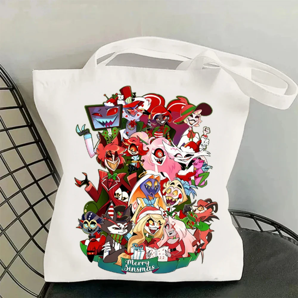 Anime Hazbin Hotel Angel Dust Charlie Peripherals Graphic Print Canvas Bag Shopping Tote Bag Casual Shopper Bag for Fans Gift view 5