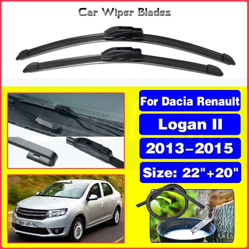 

for Dacia Renault Logan II 2013~2015 2014 Front Windscreen Windshield Wipers Blades Car Wiper Blade Accessories 20"+22"