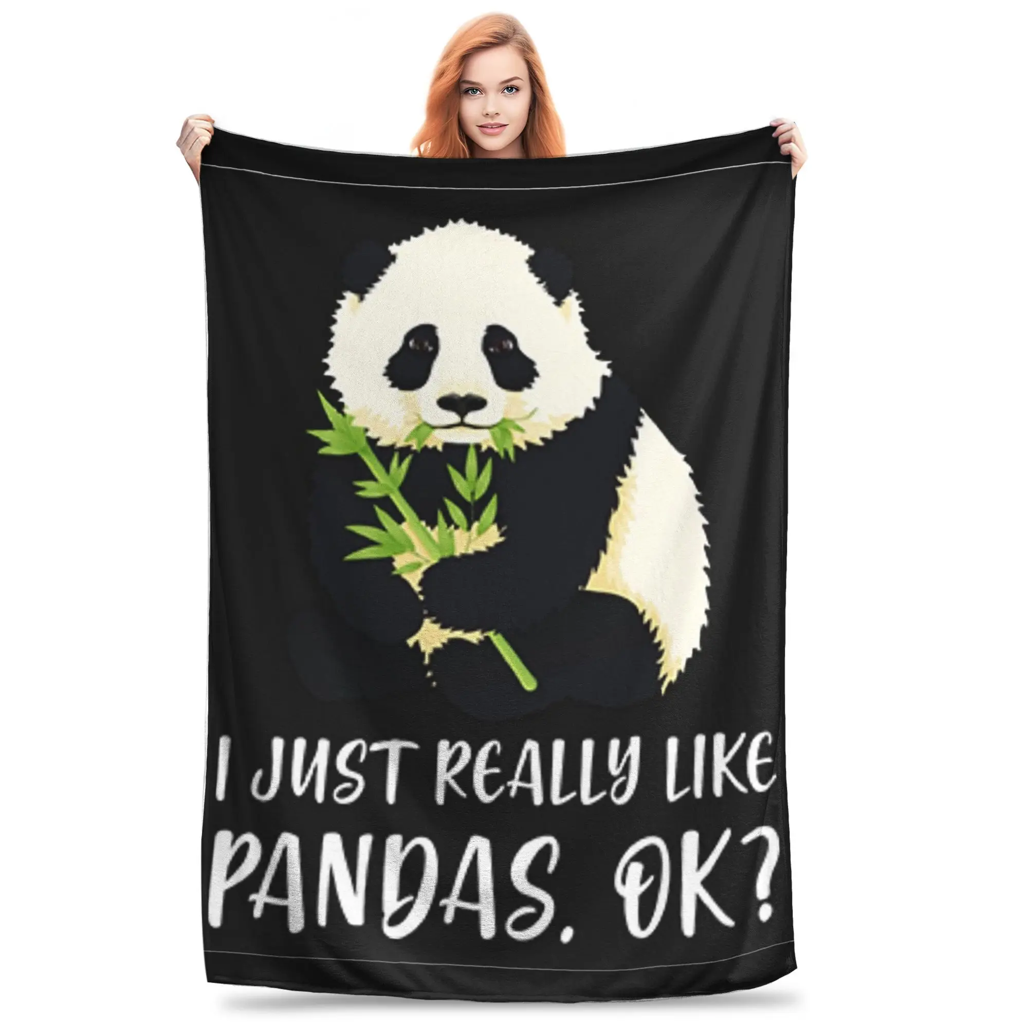 I Just Really Like Pandas, OK Blanket Soft Warm Flannel Throw Blanket Bedding for Bed Living room Picnic Travel Home Couch