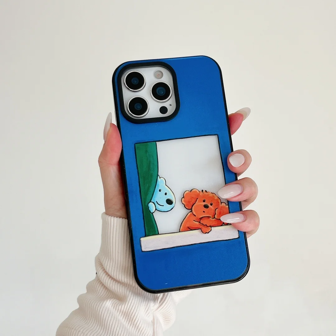 

Cute Cartoon Puppy Animal Acrylic Transparent Phone Case For iPhone 17 Air 16 15 14 13 12 11 Pro Max Plus Shockproof Soft Cover