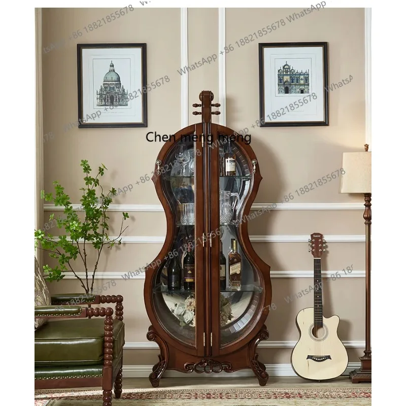 خصم جديد خزانة مشروبات خشبية صلبة أمريكية خزانة عرض أثاث فني خزانة النبيذ خزانة النبيذ الزجاجية #2