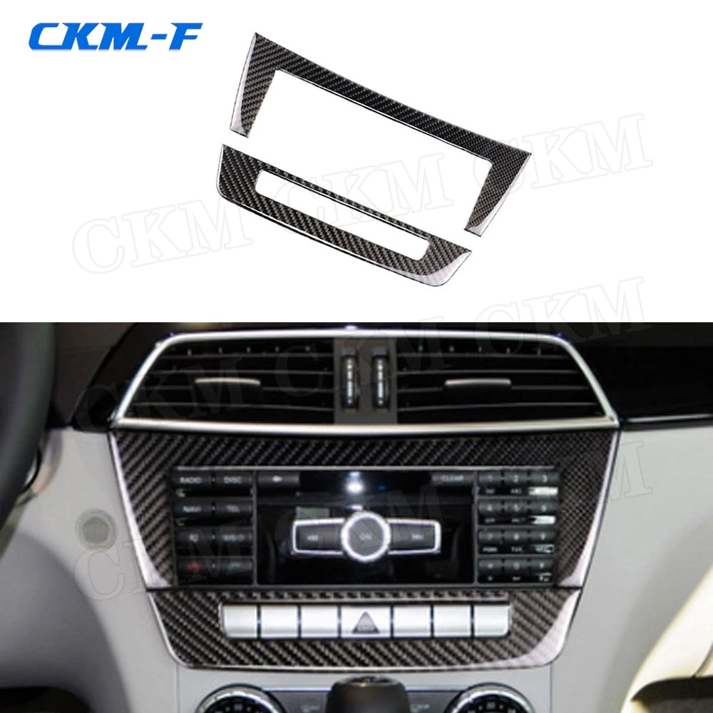 

Carbon Fiber Air Conditioning CD Panel Trim Frame Cover Trim Sticker 3D Decal For Benz W204 C220 C200 C350 4MATIC 2010-2013