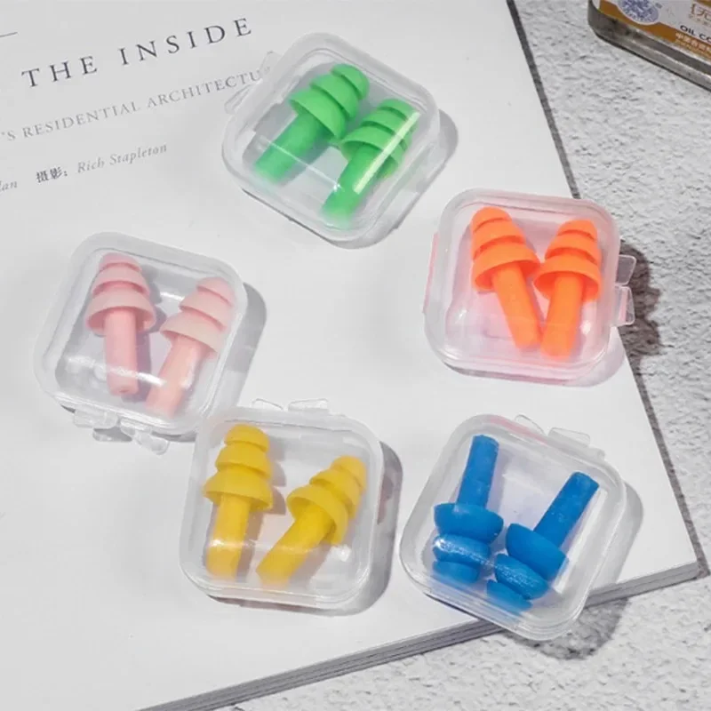 Soft Silicone Earplugs Waterproof Swimming Ear Plugs Reusable Noise Reduction Sleeping Ear Plugs Hearing Protector with Box