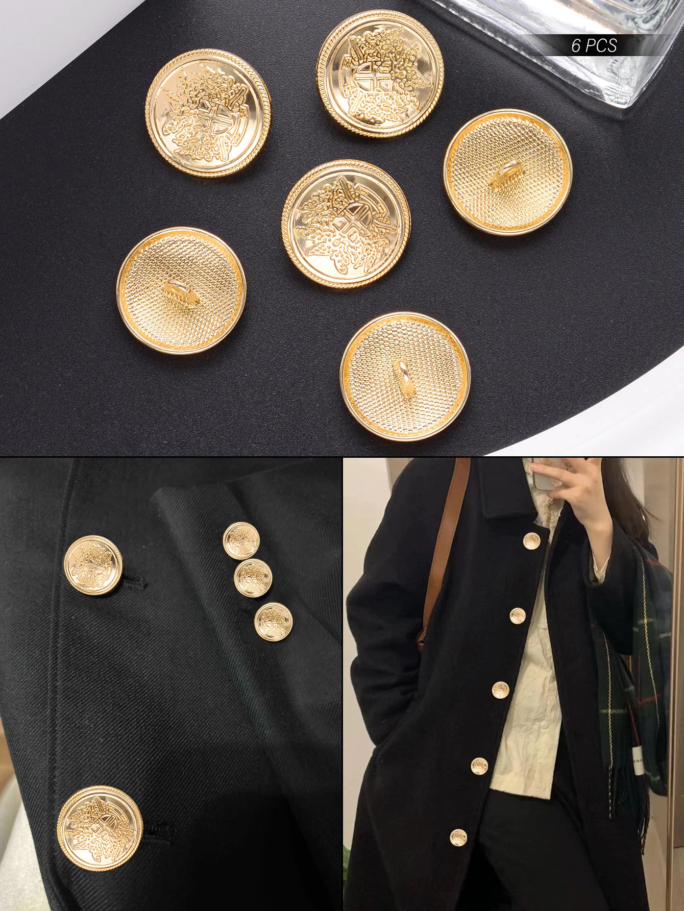 Botões redondos de haste de metal vintage, 10 unidades, para roupas, costura, tricô, suprimentos, faça você mesmo, botões decorativos de casaco de vestuário