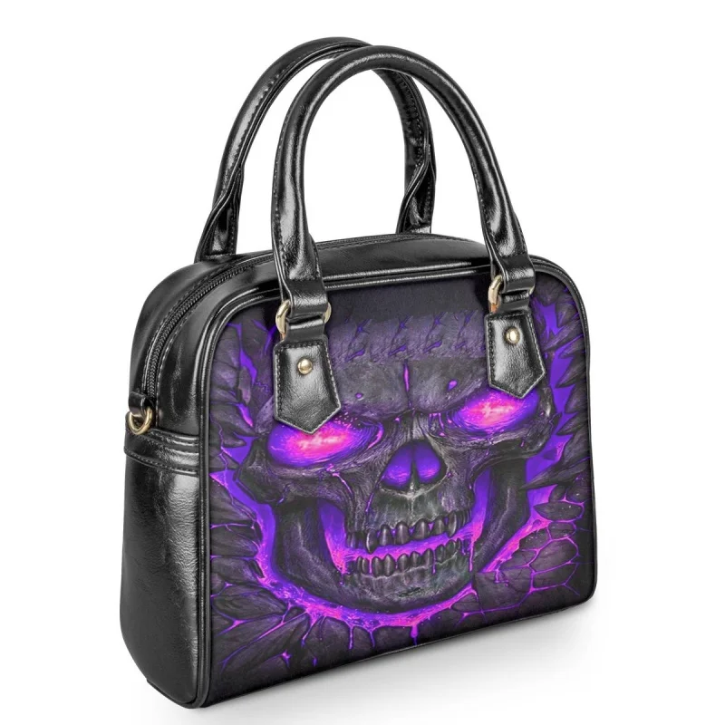 2024 Sugar Skull Print Women Leather Shoulder Handbag We Are All In Mad Here Wallet Ladies Casual Top handle Bag Crossbody Set