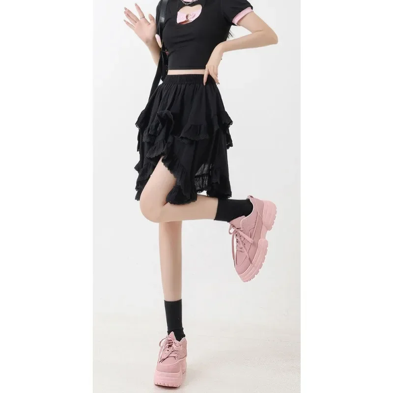 Koronkowa damska nowa letnia nieregularna spódnica z wysokim stanem