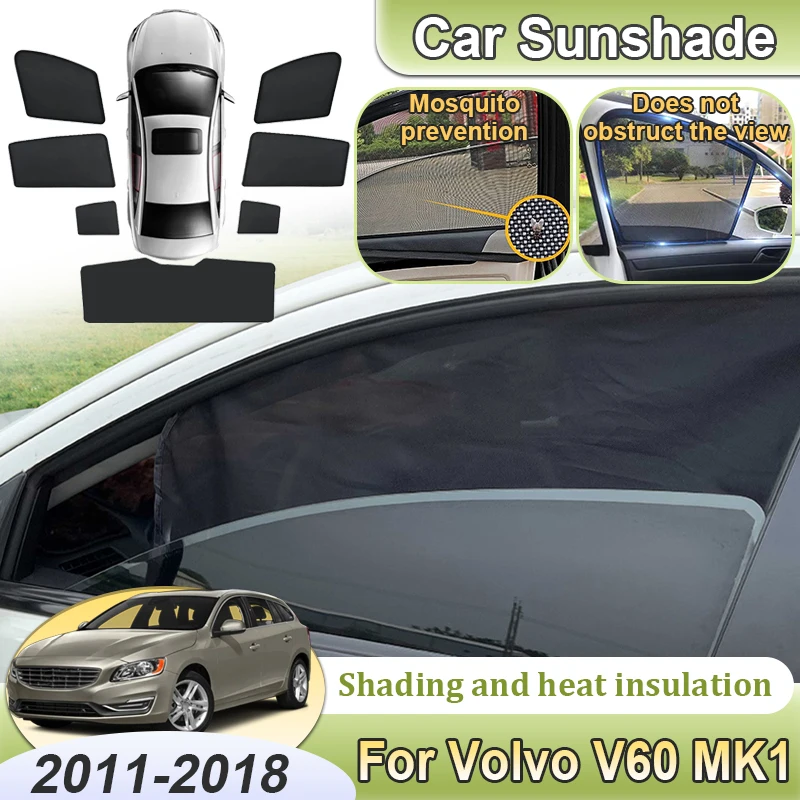 

For Volvo V60 Body Kit 2011~2018 MK1 Accessories Car Mesh Sunshade Sunscreen Window Windshield UV Magnetic Sun Shade Visor Parts