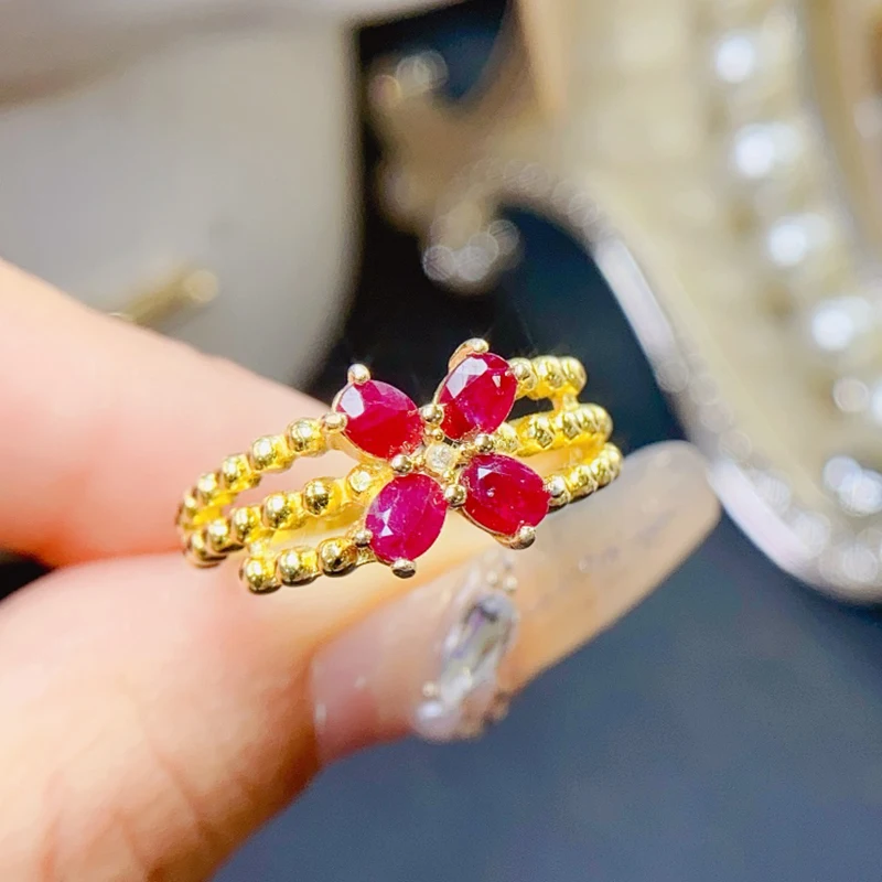 Natural Ruby Rings for women silver 925 jewelry luxury gem stones 18k gold plated free shiping items