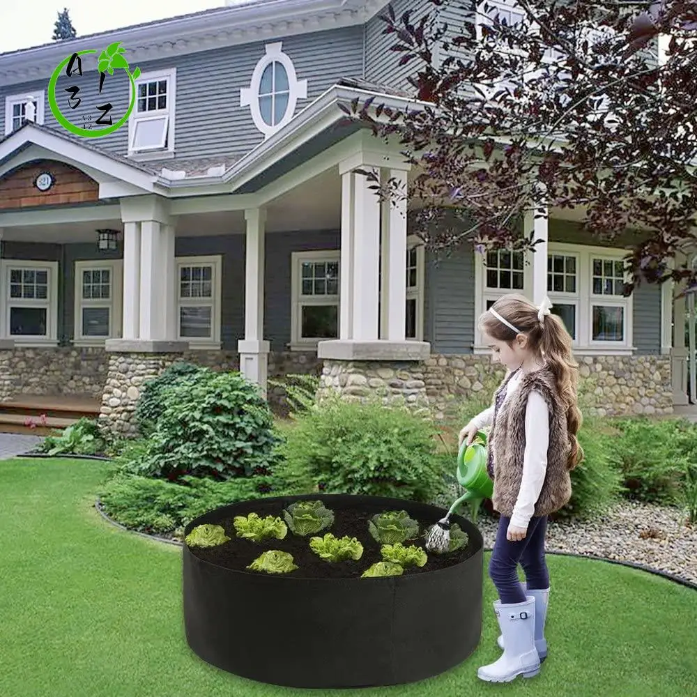 

A31Z-Raised Garden Bed Fabric Raised Planting Bed Garden Grow Bag For Herb Flower Vegetable Plants Dia 24 Inch X 8 Inch