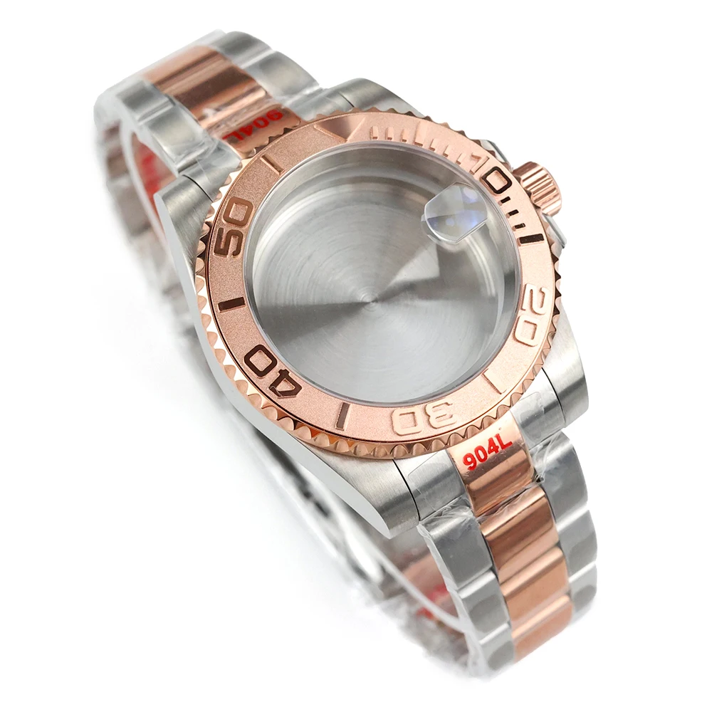Rose Gold NH35 Case Fit Yacht-Master SUB GMT Sapphire glass 316L Steel Watch Case Jubilee/Oyster Strap Fit NH35 NH36 Movement