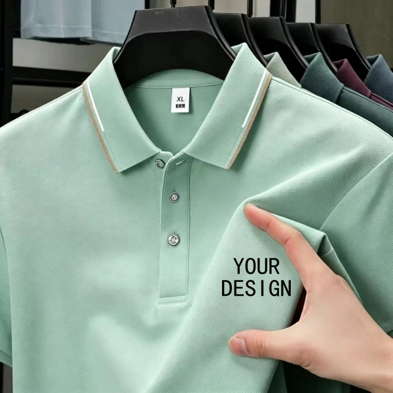Men's Custom Logo Two-Tone Collar Polo, Fashionable Comfortable Cut, Breathable Fabric For All-Day Daily Wear