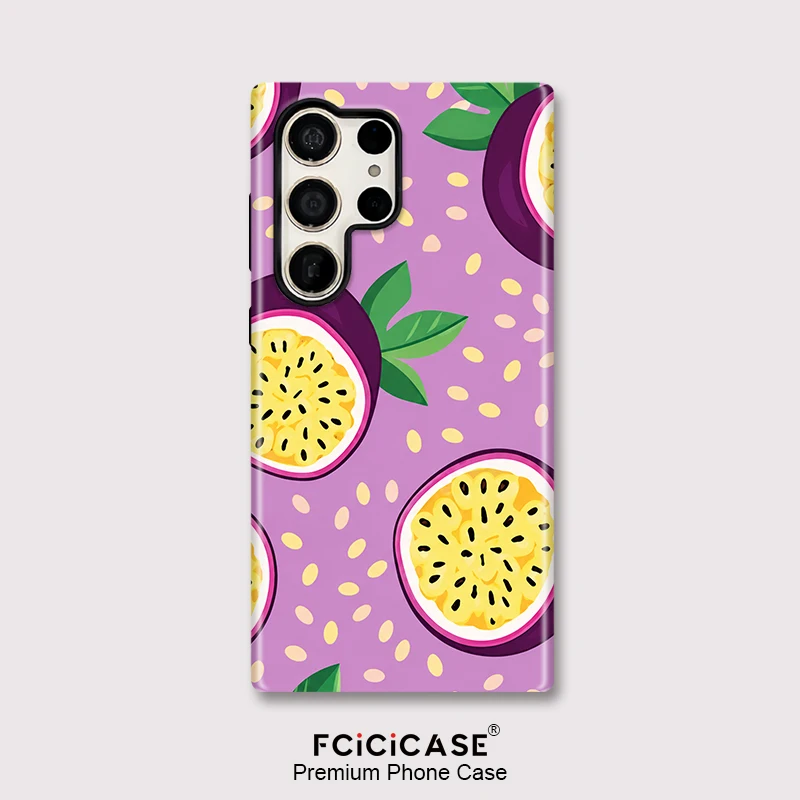 Fcicicase Dual Layer Matte Phone Case For Samsung Galaxy S25 A16 S20 FE S26 Plus S24 Ultra A56 S23 Acrylic Passion Fruit Cover