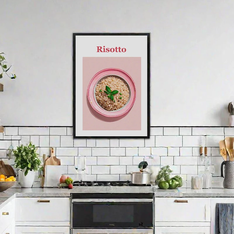 Food Art Poster Tiramisu Fried Rice Soup Tacos Meat patties Canvas printing kitchen decoration frameless painting For Home room