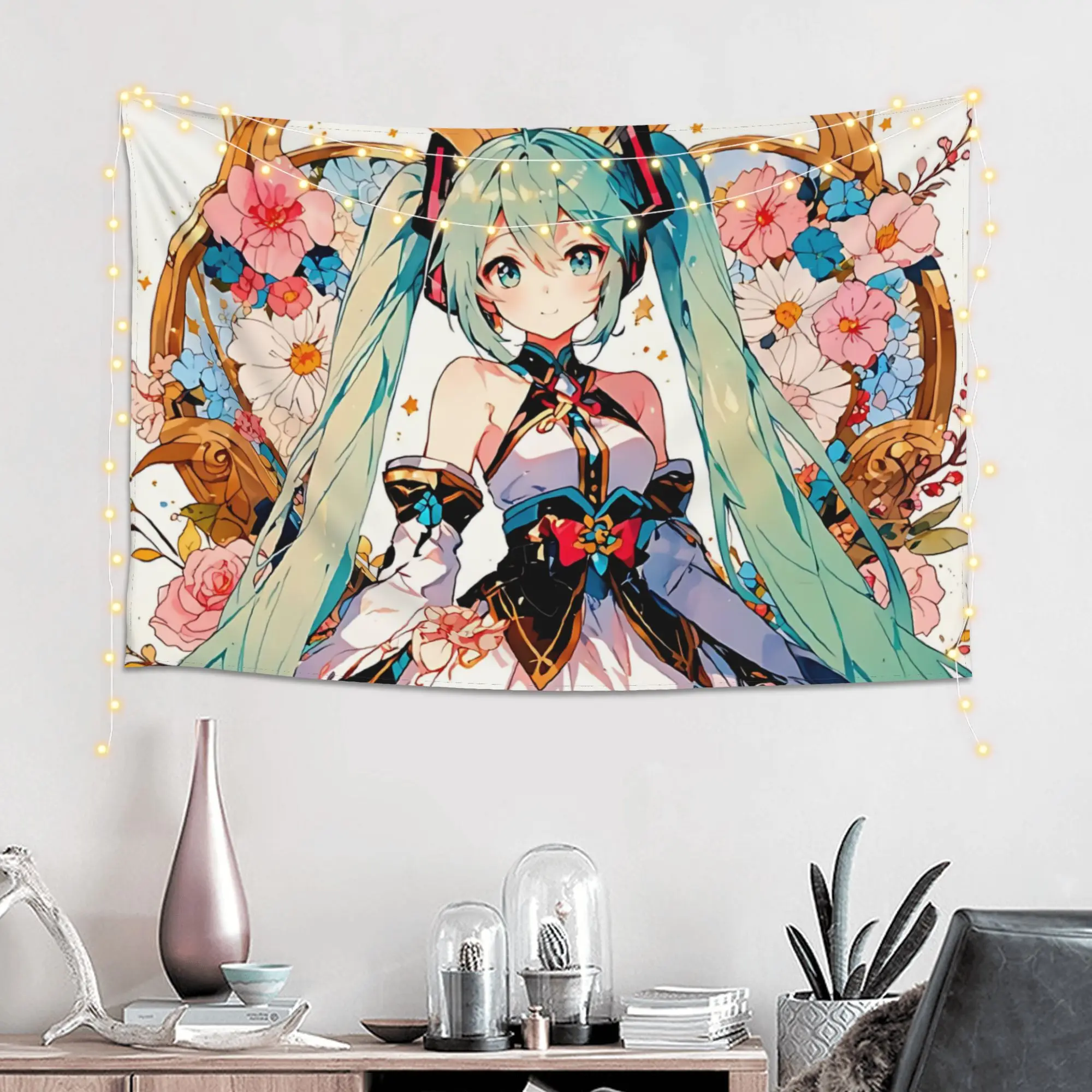 Customized Hatsune Miku Cutecore Tapestry  Wall Hanging Blanket Tapestry Home Decor Items Wall Decorations