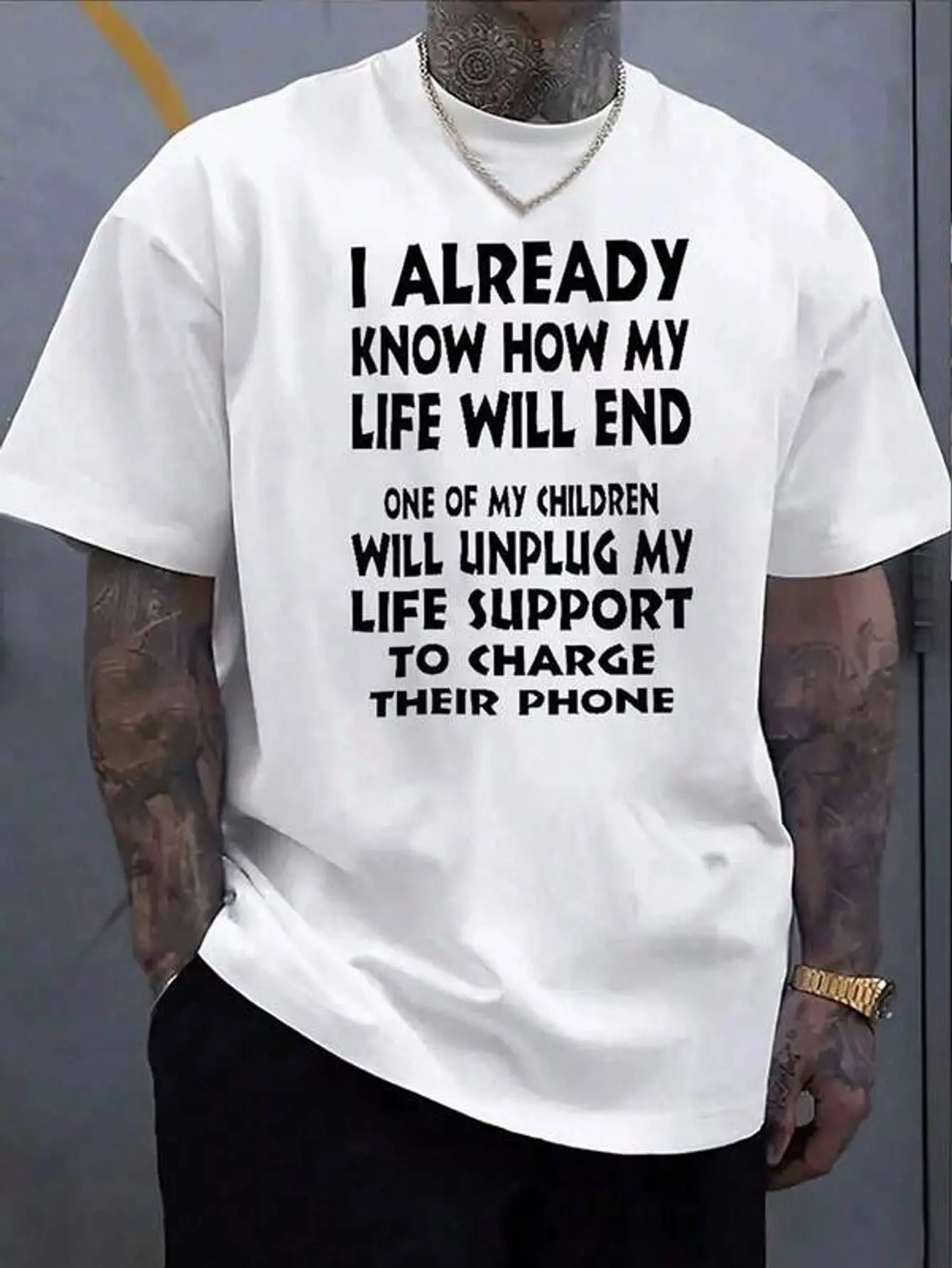 I Know My Life's End Pattern Men's Graphic Print Cotton TShirt Sarcastic Humor Dad Joke Tee Premium Soft Cotton,Everyday Casual Wear,Perfect Gift For Husband_Boyfriend_Dad Comfy And Stylish!