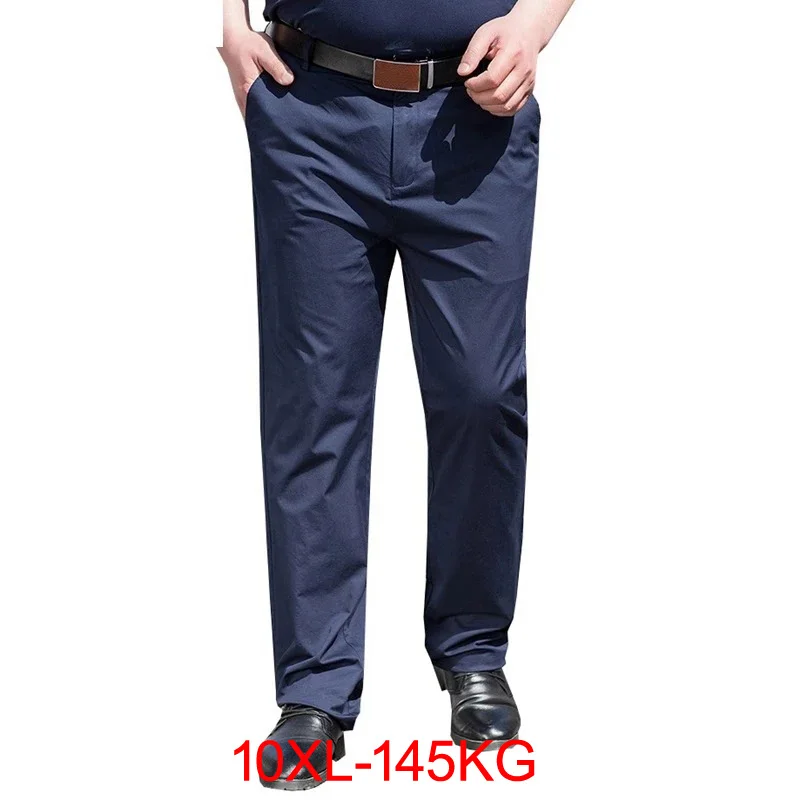 

145KG Large Size 10XL Summer Men Pants Trousers Stretch Elasticity Loose Big Sale Men Classic Khaki Office Pants