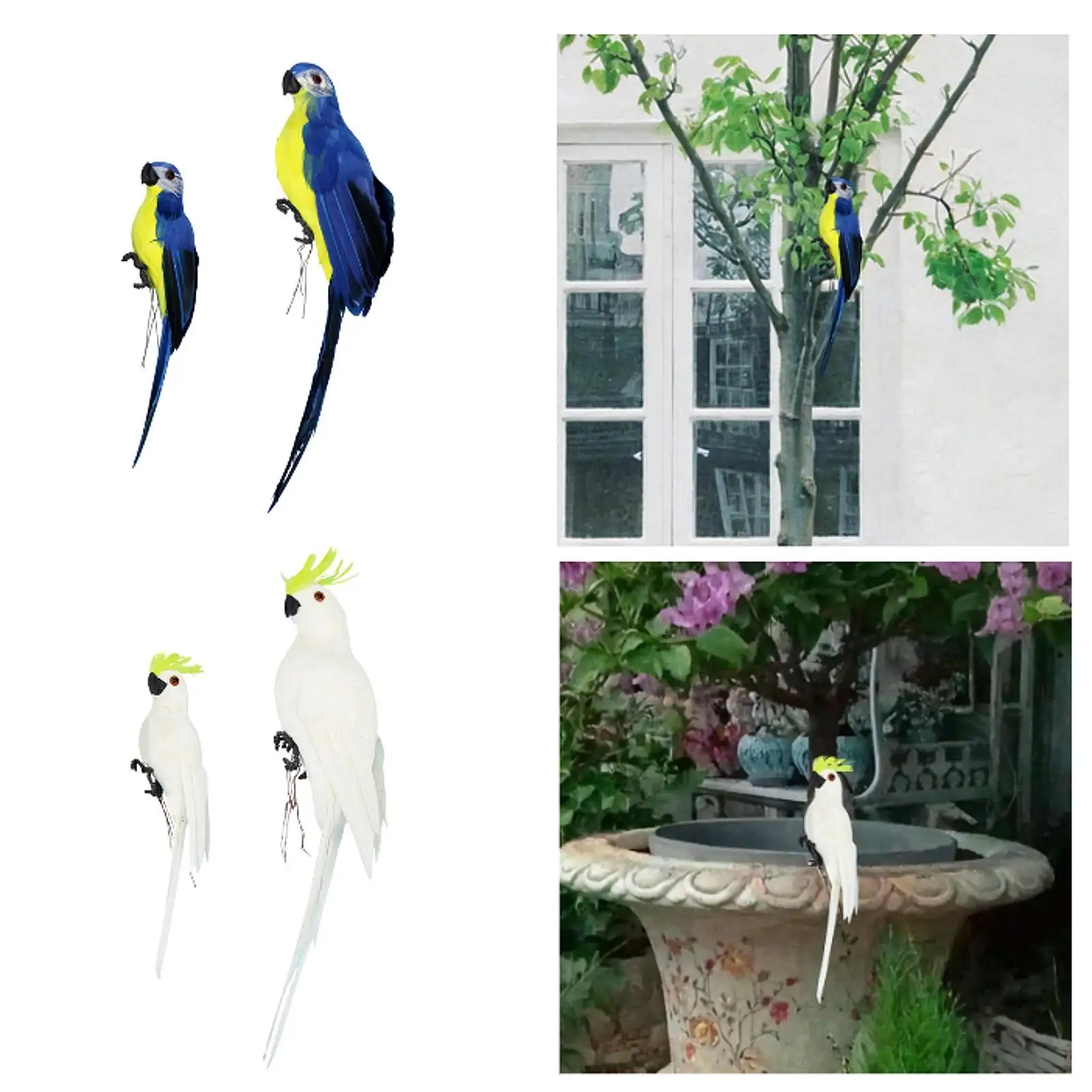 Foam Plastic Parrot Figure Realistic Bird Sculpture Miniature Art Decorative Collectibles for Home Office Lawn