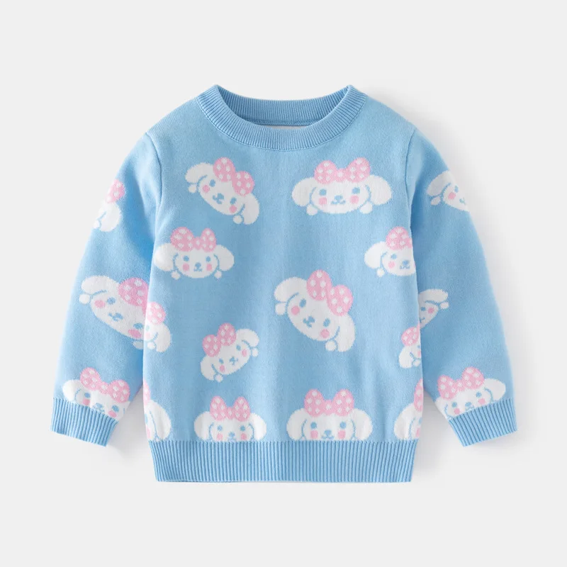 

Baby Cartoon Sweater 2024 Autumn Winter Girls Sanrio Cinnamoroll Kawaii Jacquard Pullover Sweaters 2-6 Years Kids Clothing Tops