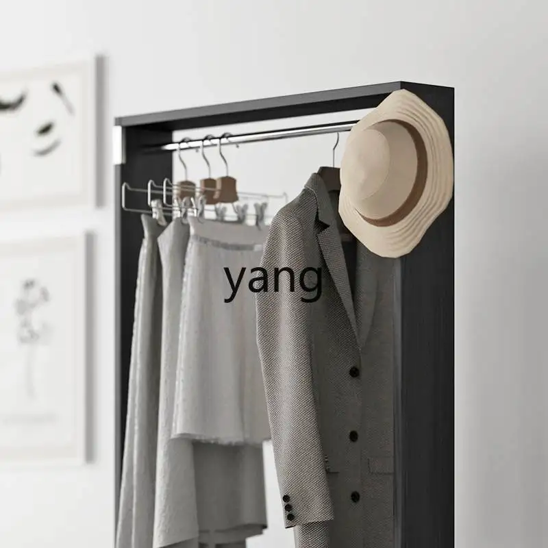 LMM Mobile Multi-Functional Storage Rack Black Solid Wood Stainless Steel Floor-Standing Clothes Rack