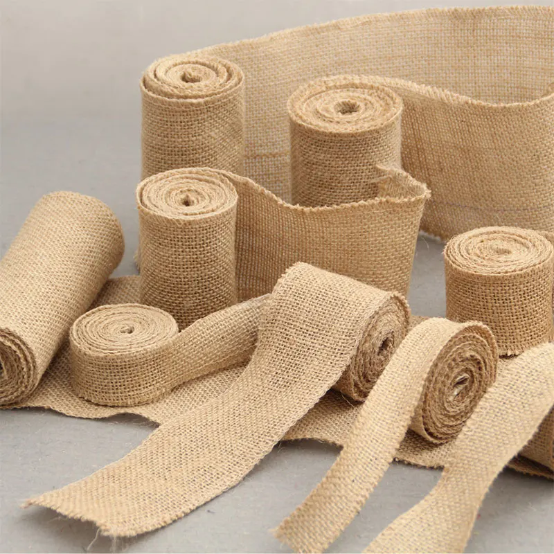 5/10Meters Natural Jute Fabric Ribbon Vintage Crafts Ribbon for Christmas Gift Packag Wedding Party DIY Craft Supplies