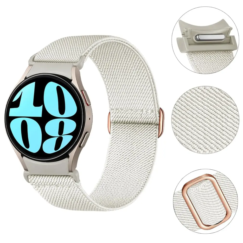 Band For Samsung Galaxy Watch 7 6 5 4 40mm 44mm/FE/5 pro 45mm No Gaps Elastic Nylon Loop Bracelet watch6 classic 47mm 43mm strap