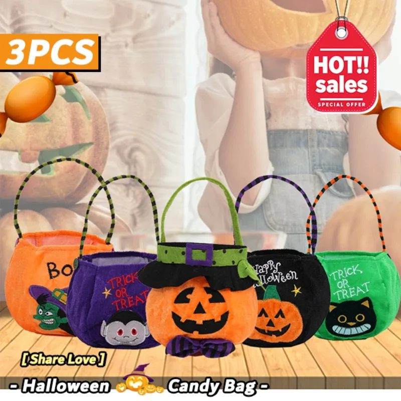 1/3 piezas Bolsa de dulces de Halloween, Regalo, Cesta de "Truco o Trato", Bolsa de botín de bruja, Bolsas de mano, Bolso de calabaza
