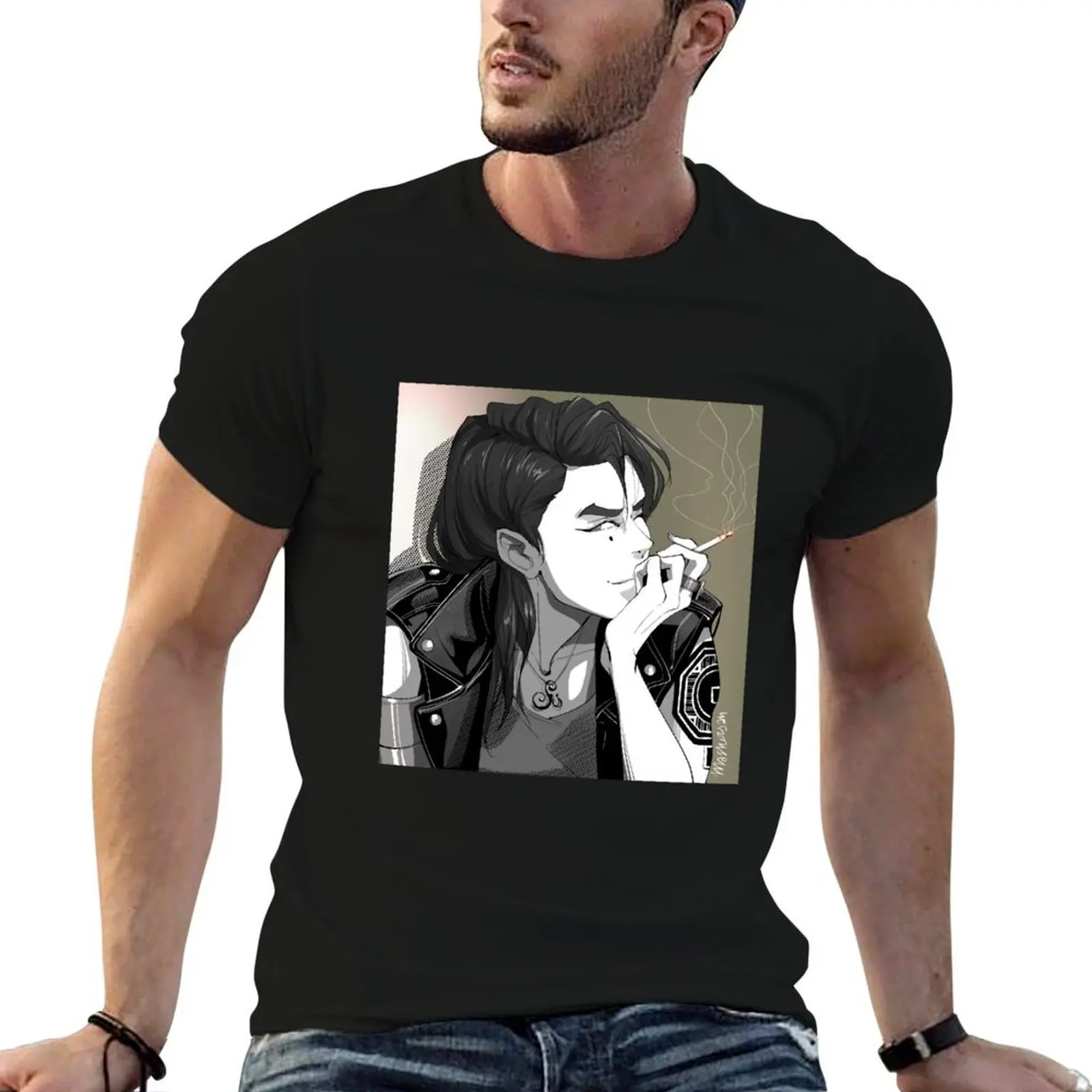 

Kuvira smokes by Mashersan in manga style T-Shirt man t shirt luxury man t shirts graphic t shirt man plain T-Shirt