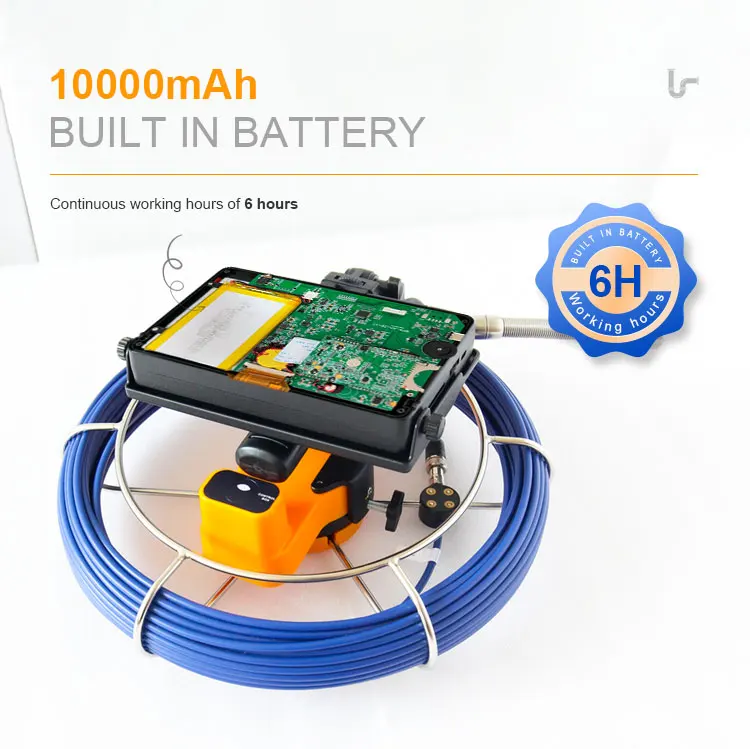 กล้องตรวจสอบท่อแบบแท่งดัน 8 ระดับความสว่าง LED - บันทึกภาพ DVR ในตัว, จอ LCD 7 นิ้ว, กันน้ำระดับ IP68, ตัวนับระยะทาง, มาตรฐาน CE RoHS