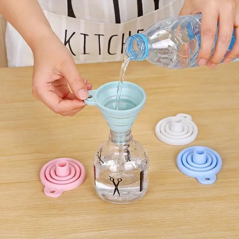 5 Pcs Collapsible Silicone Funnel Set Portable Telescopic Folding Funnels For Liquid Filling Kitchen Household Accessories
