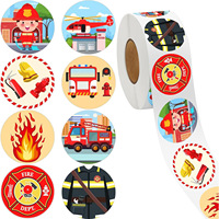 500Pcs /1 Rolls 2.5cm/1inch Firefighter Children's Toy Stickers Shaped Sticker Decoration Gift Box Sticker Label Stationery