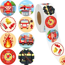500Pcs /1 Rolls 2.5cm/1inch Firefighter Children's Toy Stickers Shaped Sticker Decoration Gift Box Sticker Label Stationery