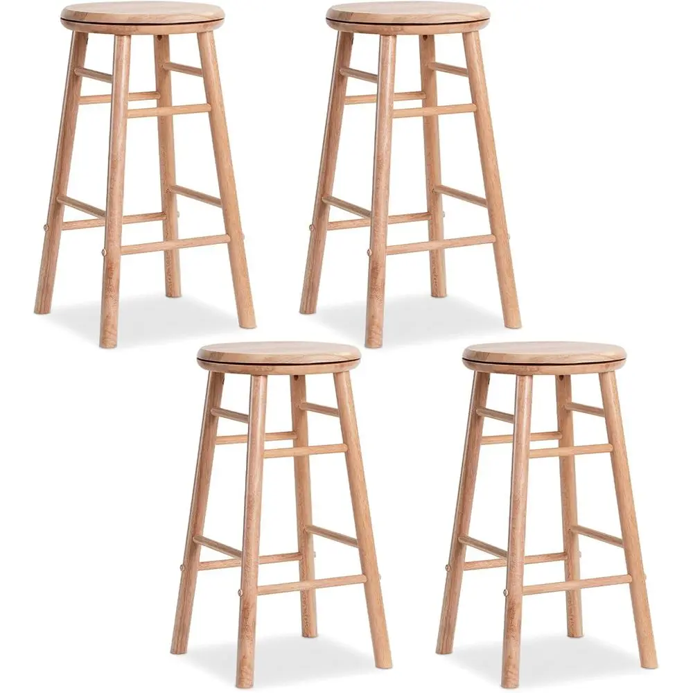 

Wooden Swivel Round Bar Stools Set o 4, 24-inch Height BacklCounter Chairs with ootrest, 330Lbs Sturdy Breakast Stools or Kitche