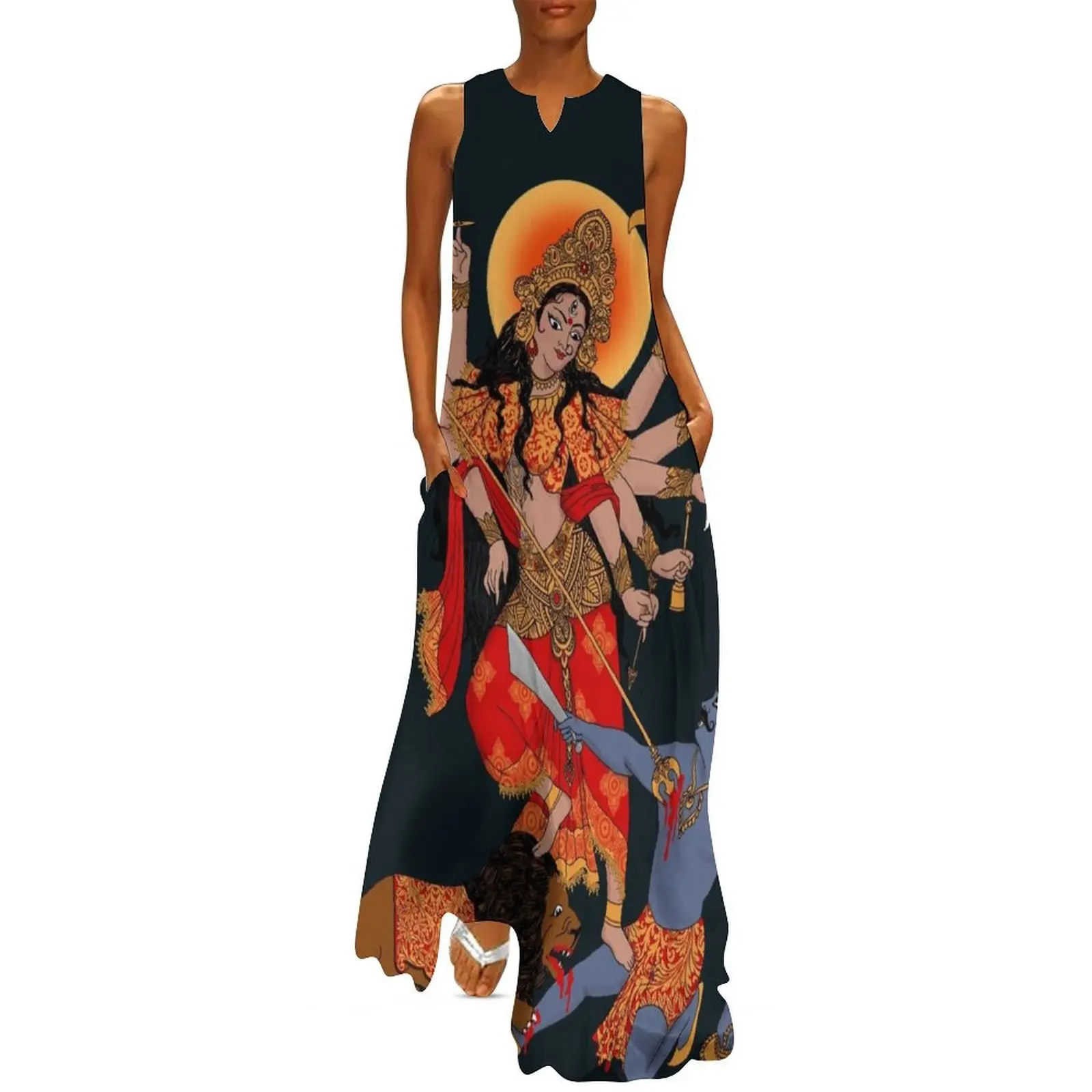 

Goddess of Power : Durga (color) Long Dress dress for women Summer women's clothing elegant dress Women's evening