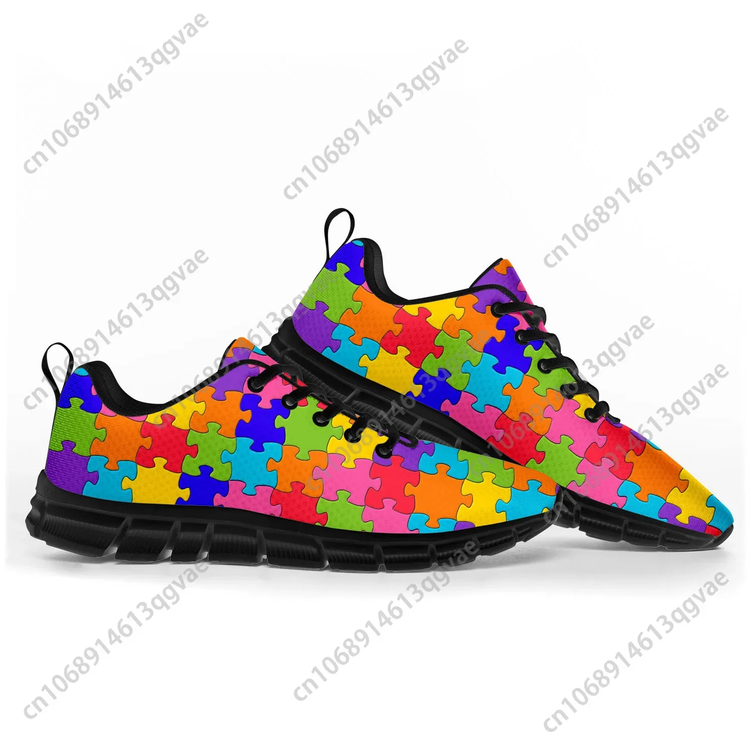 Puzzle Printing Hot Pop Sports Shoes Mens Womens Teenager Kids Children Sneakers Casual Custom High Quality Couple Shoes Black