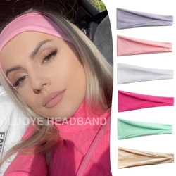 Women Solid Color Wide Elastic Headband Adjustable Cotton Sport Yoga Hair Band Fashion Turban Makeup Hair Hoop Hair Accessories