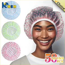 Shower Cap For Women Waterproof Shower Cap With Elastic Band Long Hair Hats For Ladies Reusable EVA Hair Cap For Hair Protection