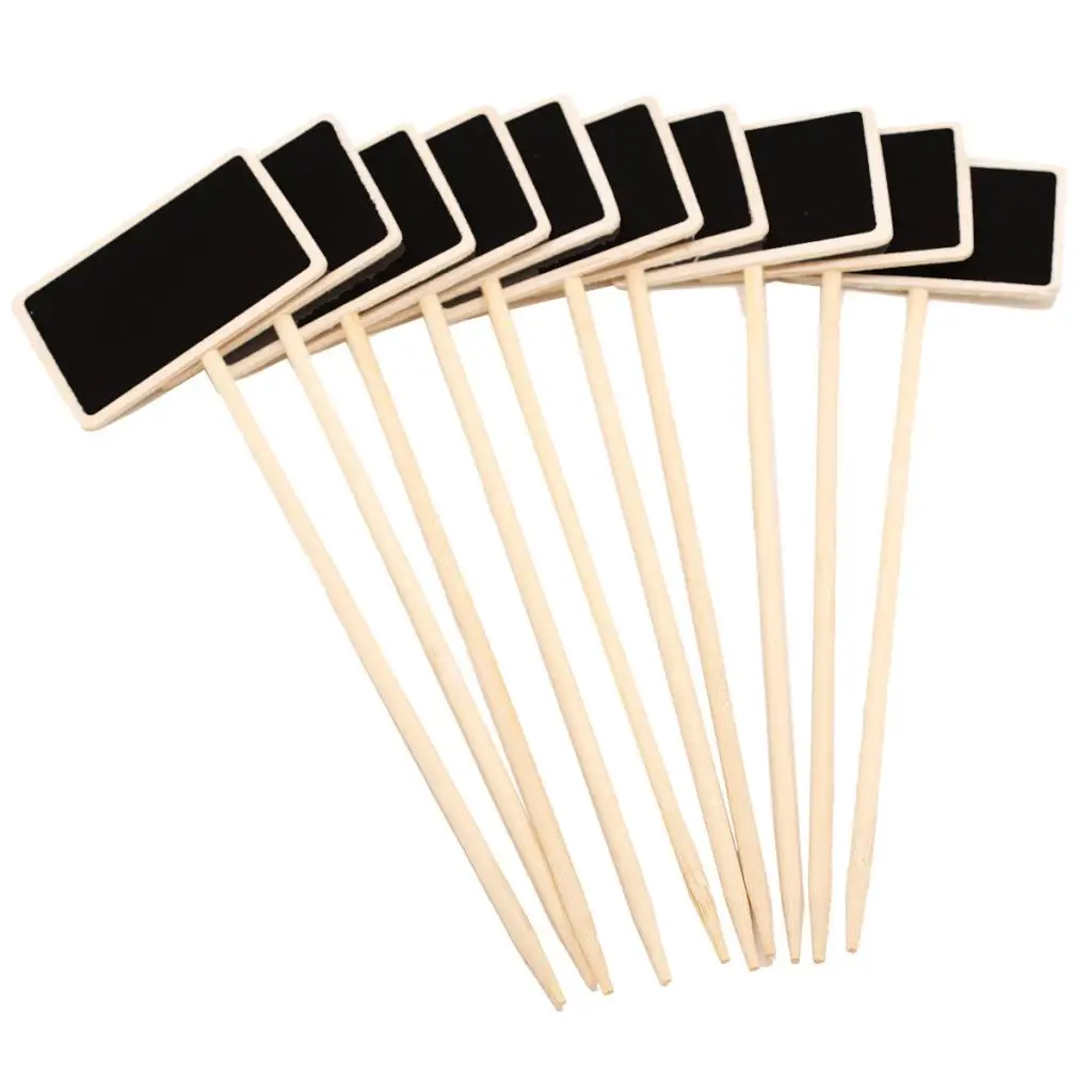 10pcs Wooden Mini Blackboard Chalk Board Stick Gardening Planter Tags Board for