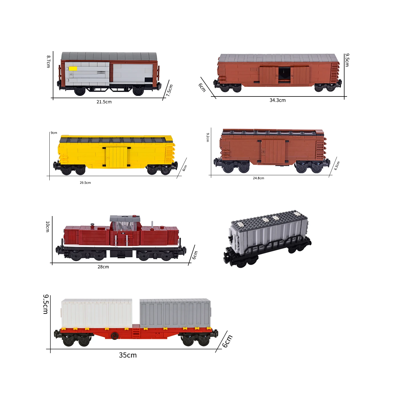 MOC Train de marchandises urbain technique, locomotive diesel, wagon porte-conteneurs, blocs de construction, modèle de briques DIY, jouet pour collectionneurs