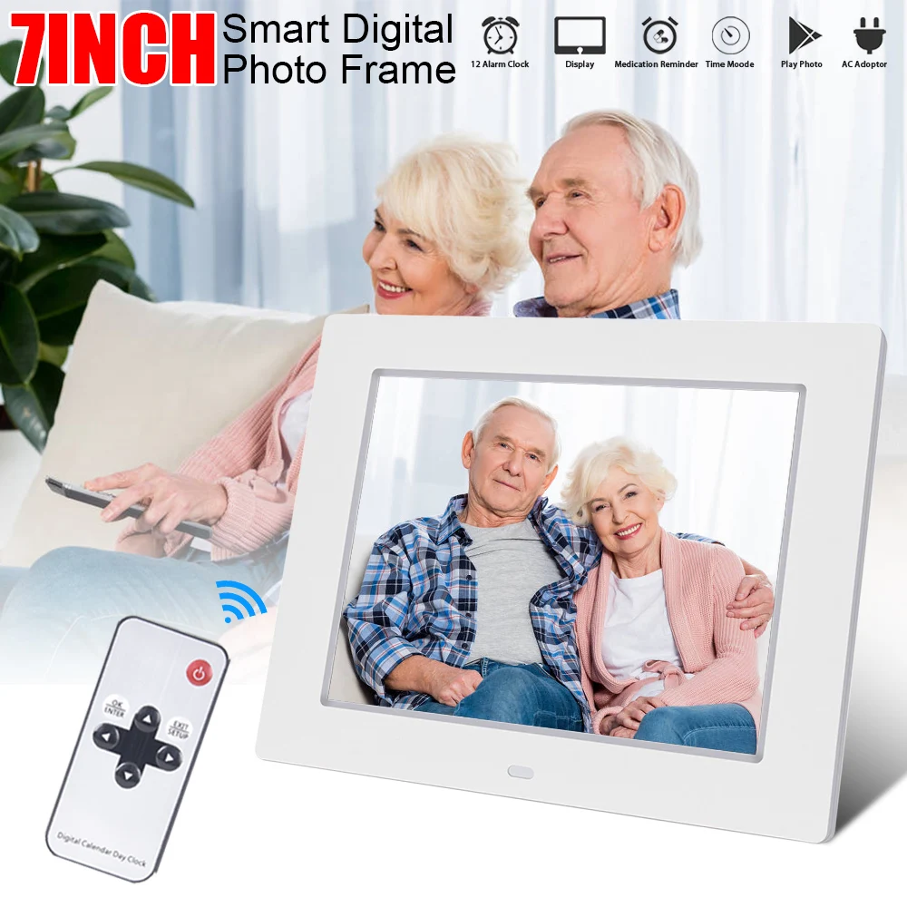 7-Inch Large Digital Clock with Calendar and Alarm, Ideal for Seniors and Dementia Patients, Clear White Display