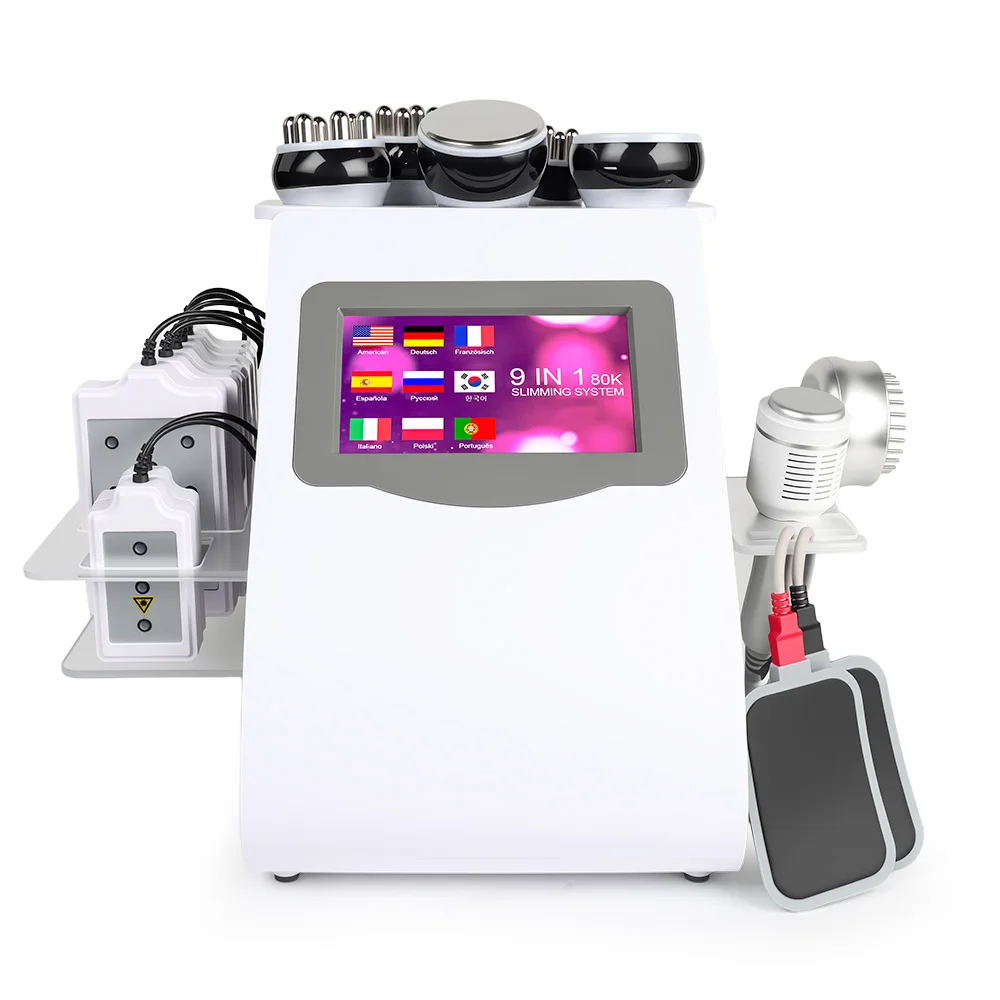 

40K 9 в 1 Ультразвуковая кавитационная радиочастотная косметическая машина Многополярное устройство для ухода за телом для улучшения и формирования внешнего вида кожи