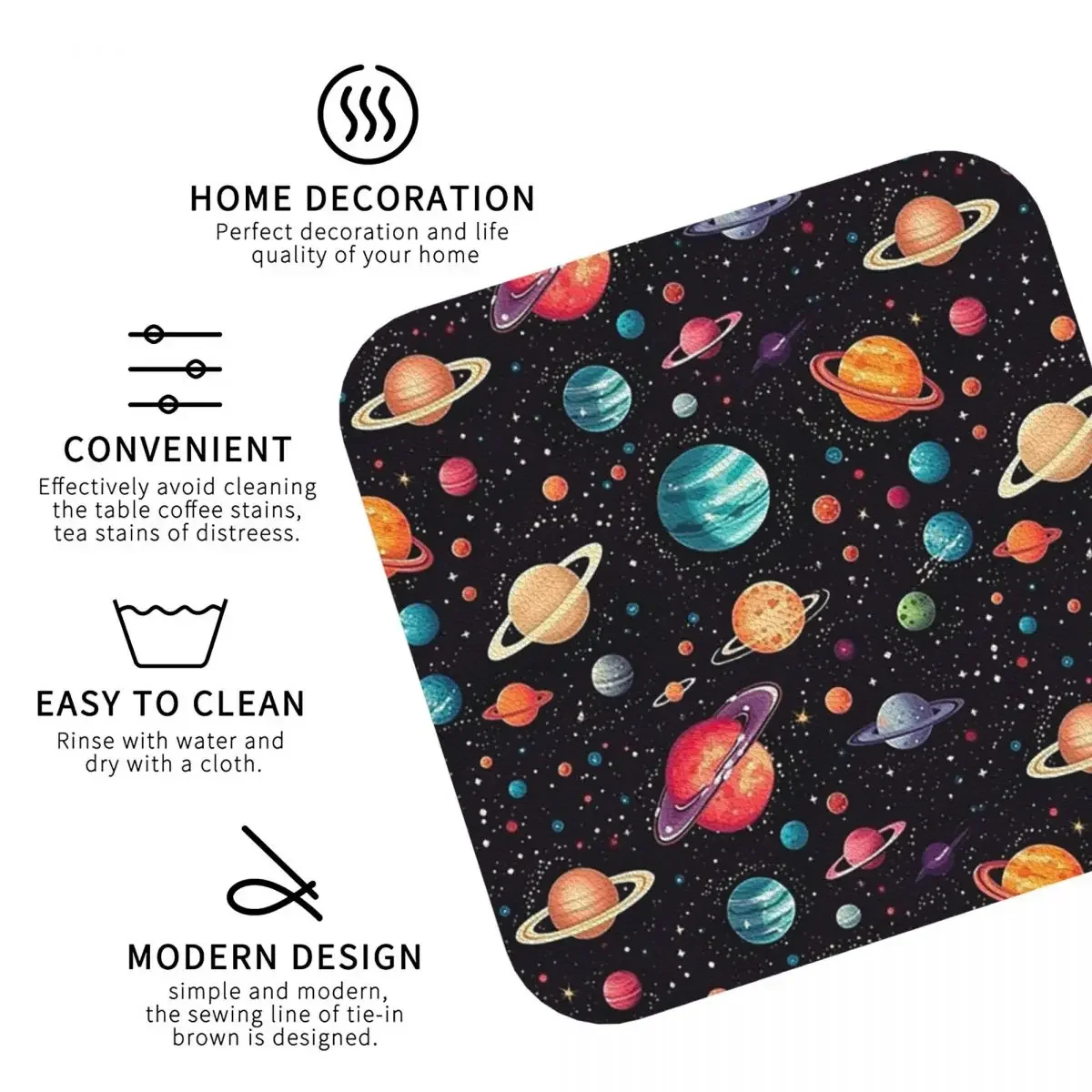 النظام الشمسي كواكب الفضاء الكون الوقايات المطبخ المفارش كوب عازل الحصير القهوة للديكور المنزل أدوات المائدة منصات مجموعة من 4