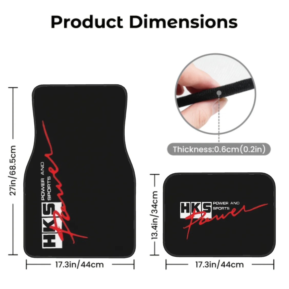 4pcs- Car Floor Mats With HKS POWER AND SPORTS Logo And Vibrant Color Prints, Car Interior Upgrades, Eye-Catching Patterns, High - view 5