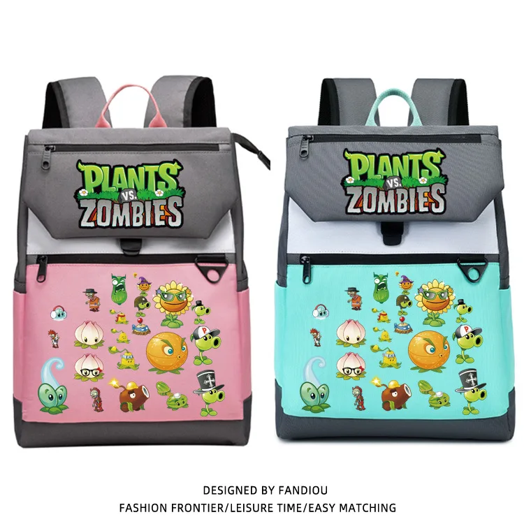 Plants Vs. Zombies Game Peripheral Schoolbag Honeycomb Breathable Comfortable Simple Large Capacity Backpack Gift for Children