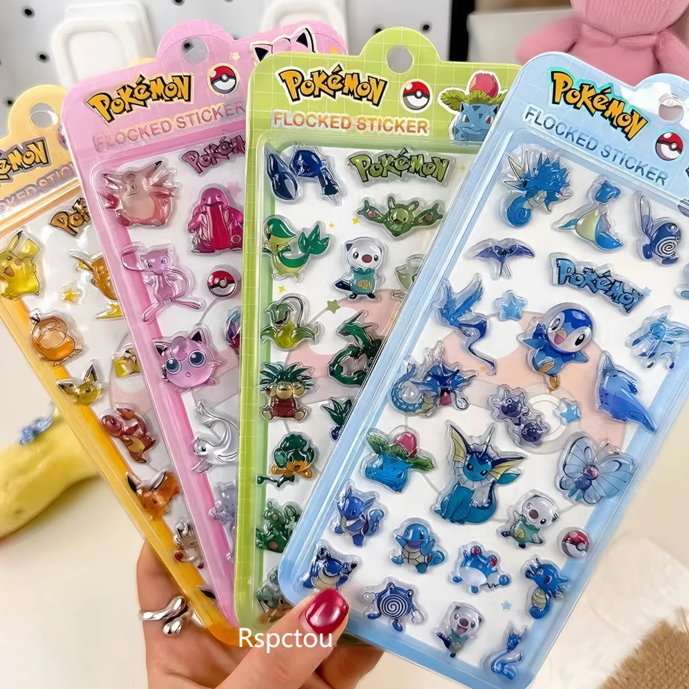 

1/4pcs Classic Funny Anime Pokemon Relief Stickers Cute Pikachu Pet Elf Three-dimensional Decals Waterproof Decoration Sticker