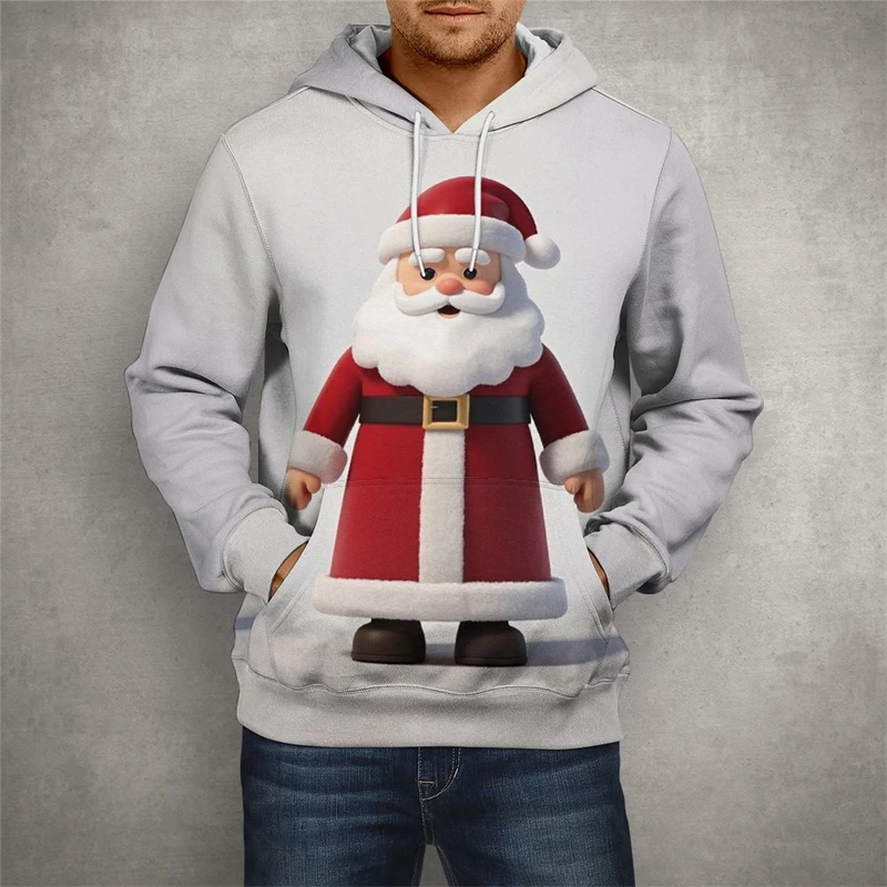 مضحك سانتا كلوز الجرافيك الرجال هوديس أزياء الخريف 3D طباعة عيد الميلاد طويلة الأكمام بلوزات عارضة للجنسين الشارع الشهير قمم #2