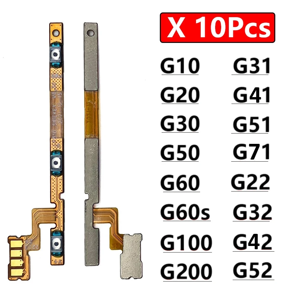 10Pcs, Volume Power Switch On Off Button Flex Cable For Moto G10 G20 G30 G100 G200 G50 G60 G60s G31 G51 G22 G32 G52 G41 G71 5G