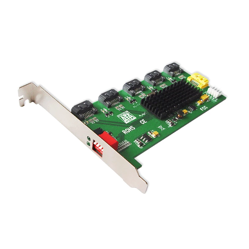 Raid Controller 1 to 5 Port SATA 2.0 RAID Card Support SATA HDD RAID 0/1/5/10 SATA Port Multiplier Bracket Mount Easy Dip Switch